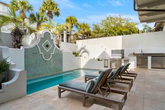 Private pool with relaxing waterfall feature, dimensions 23 x 8 Private pool with relaxing waterfall feature, dimensions 23 x 8