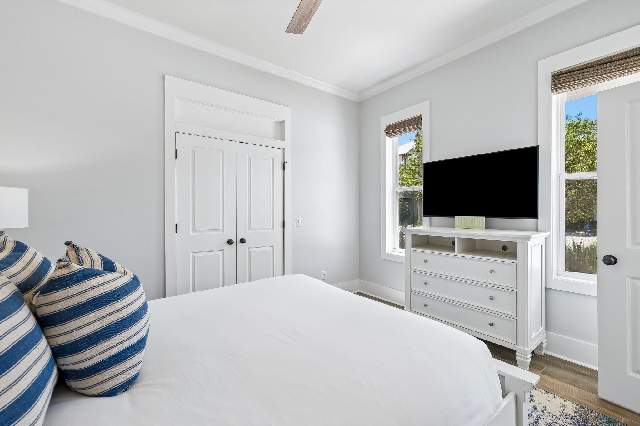 First-floor Queen bedroom shares bath with common area