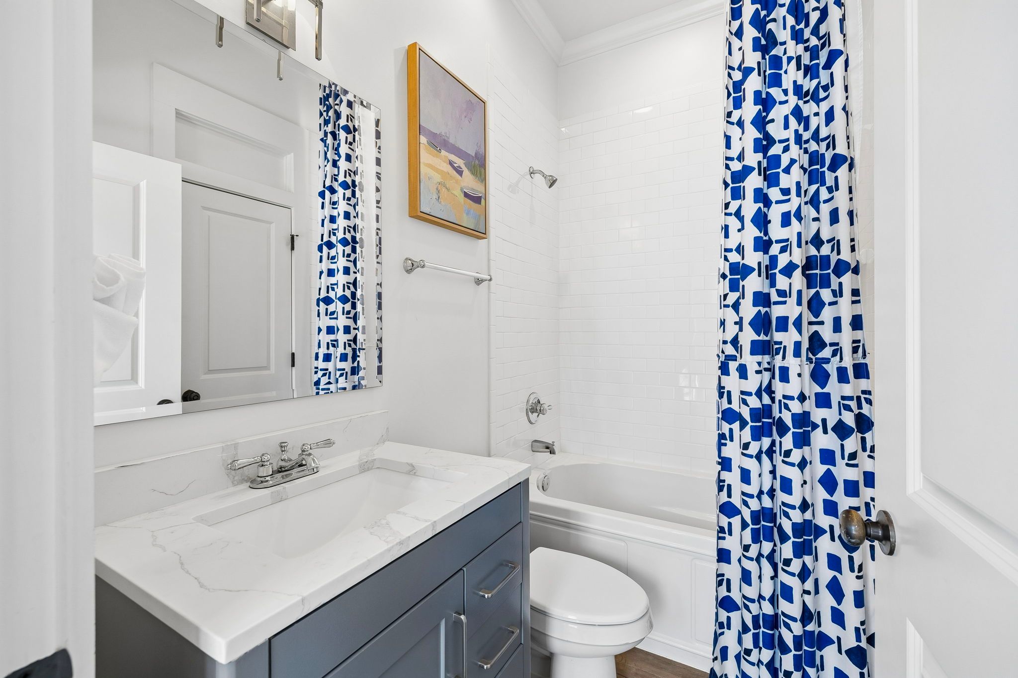 First-floor bath with shower/tub combo
