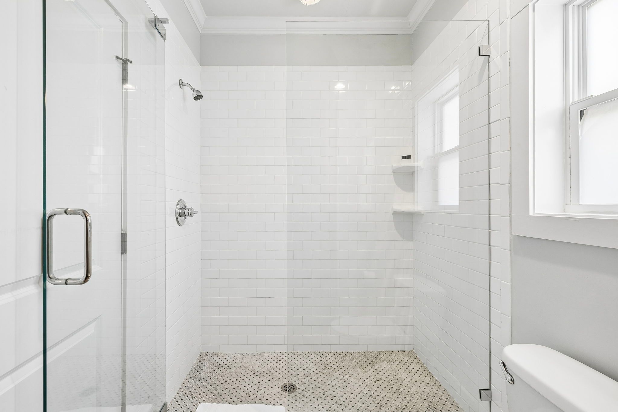 Tiled step-in shower