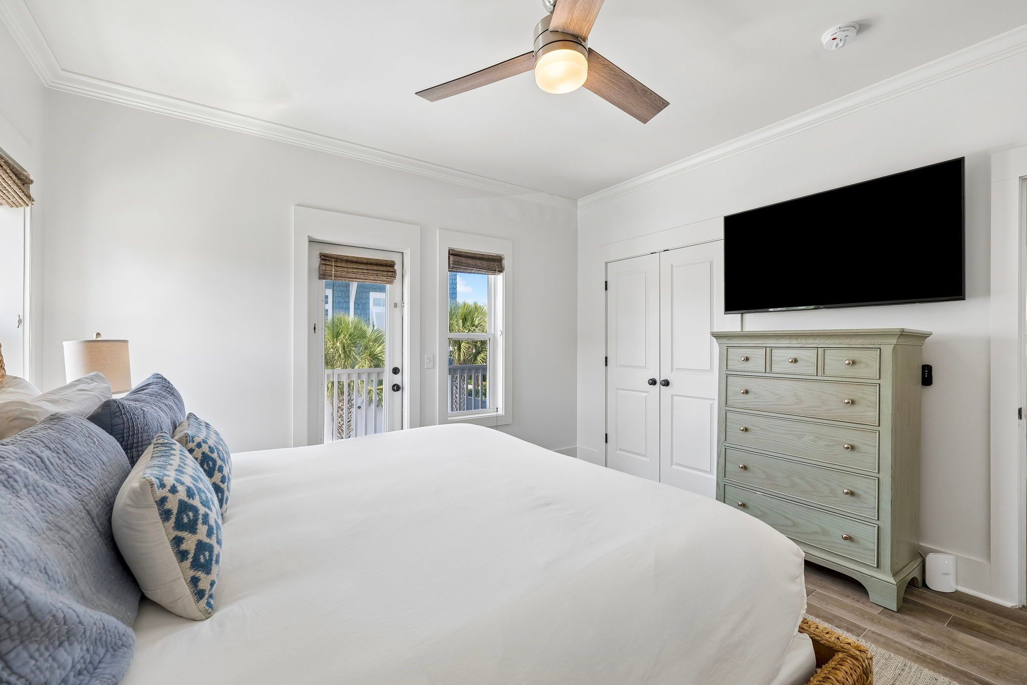 Second-floor Coastal-styled guest bedroom