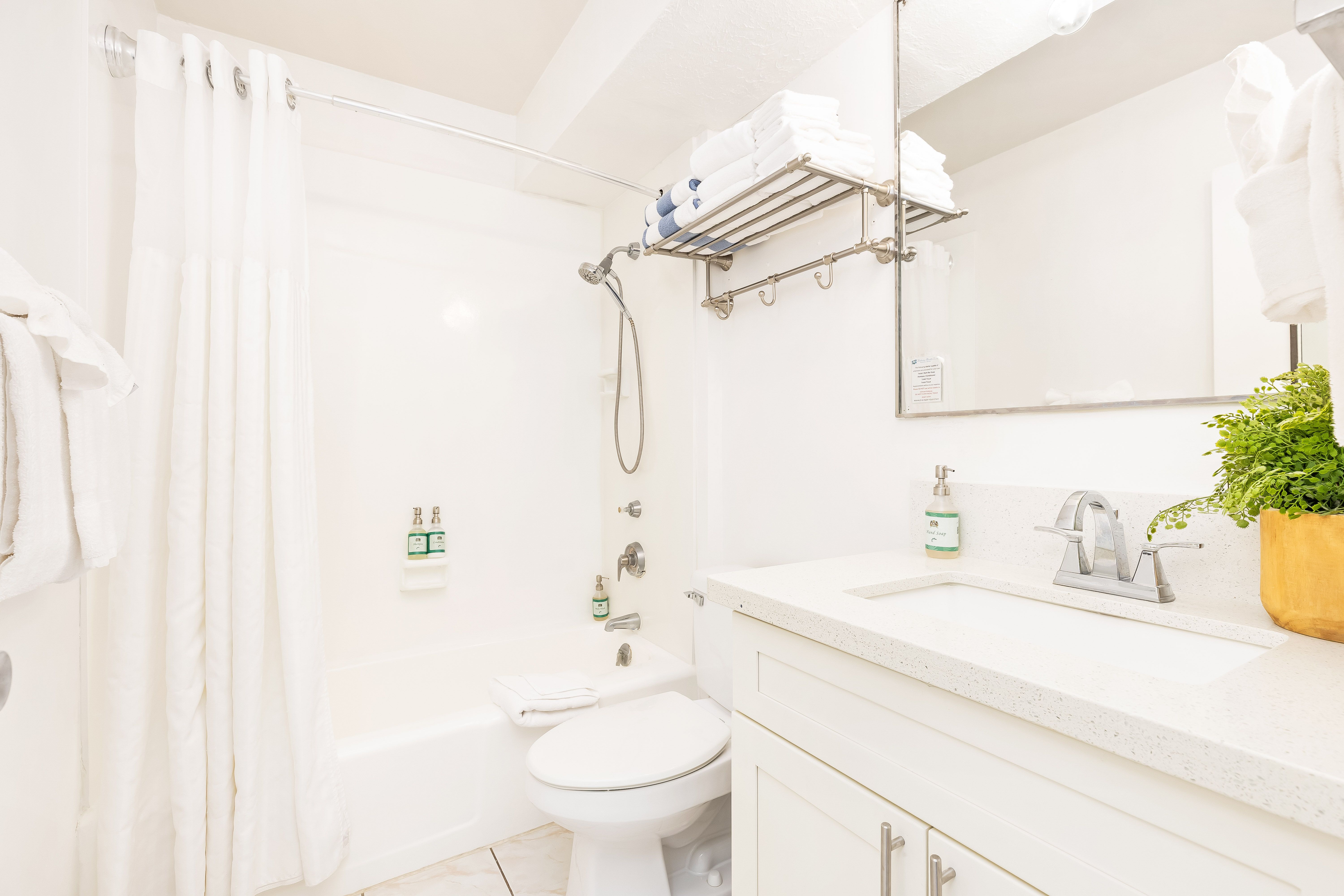 Freshen up in a clean, modern spa-like bathroom