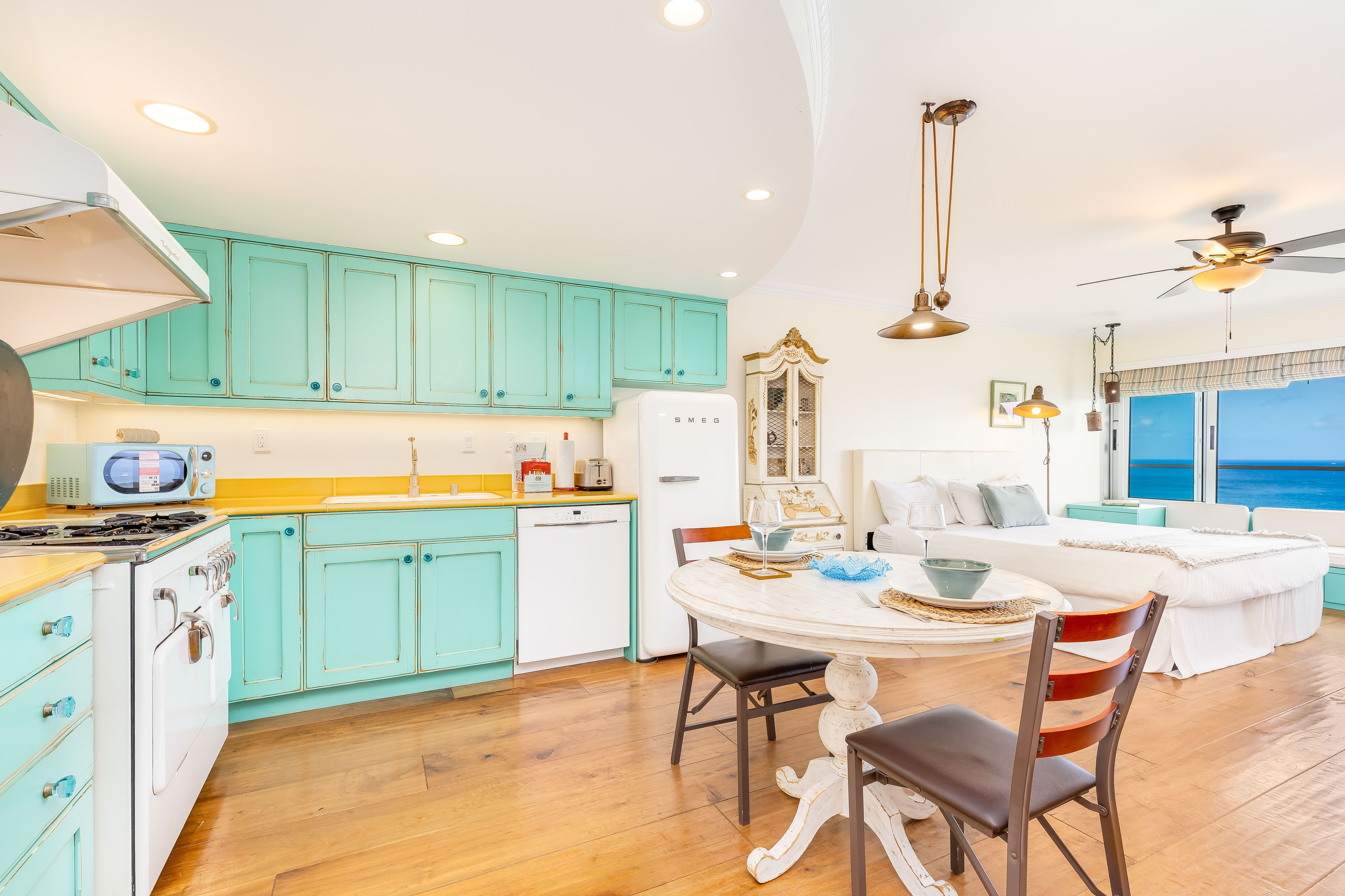 Prepare island-inspired meals in the full kitchen