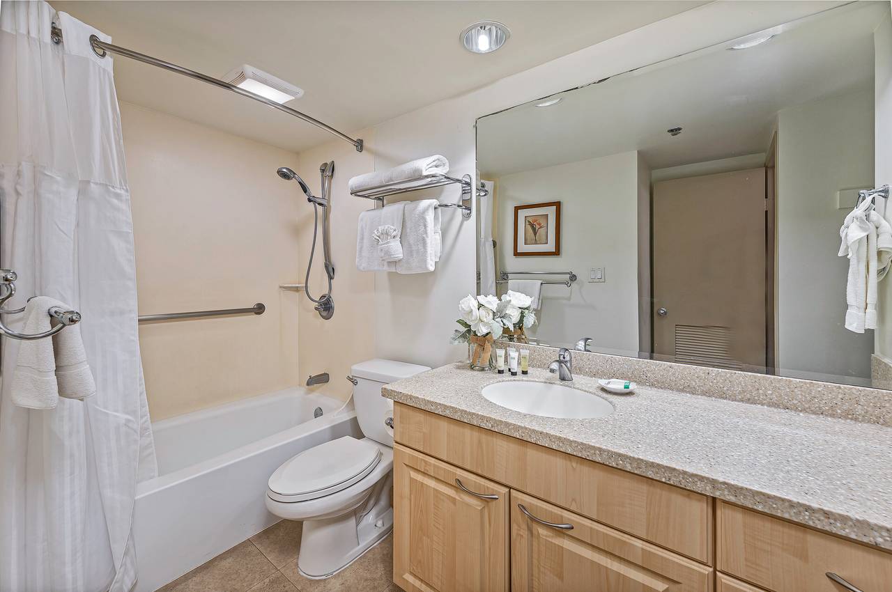 Spacious Bathroom with Shower and Tub Spacious Bathroom with Shower and Tub