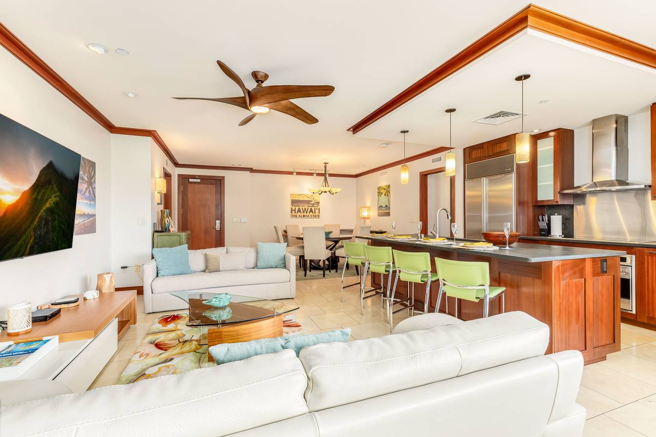 This spacious living room is made for vacation vibes This spacious living room is made for vacation vibes