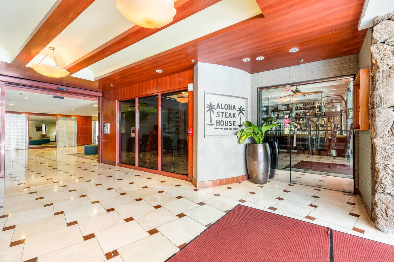 Aloha Steak House in the Building Lobby Aloha Steak House in the Building Lobby