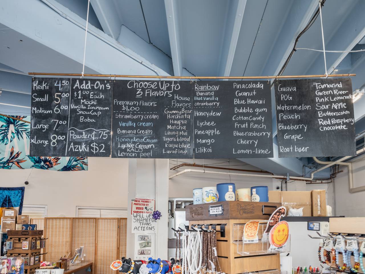 Shave ice menu Shave ice menu
