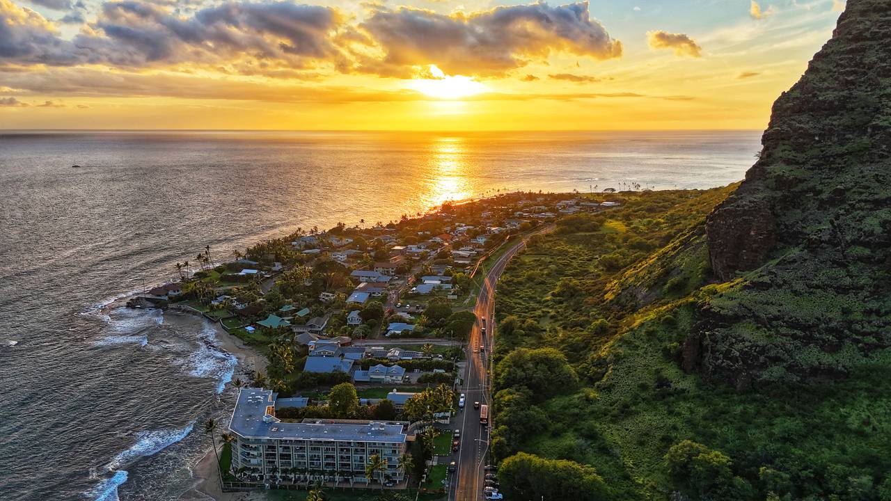 Admiring the peacefulness of the sunset from an aerial view Admiring the peacefulness of the sunset from an aerial view
