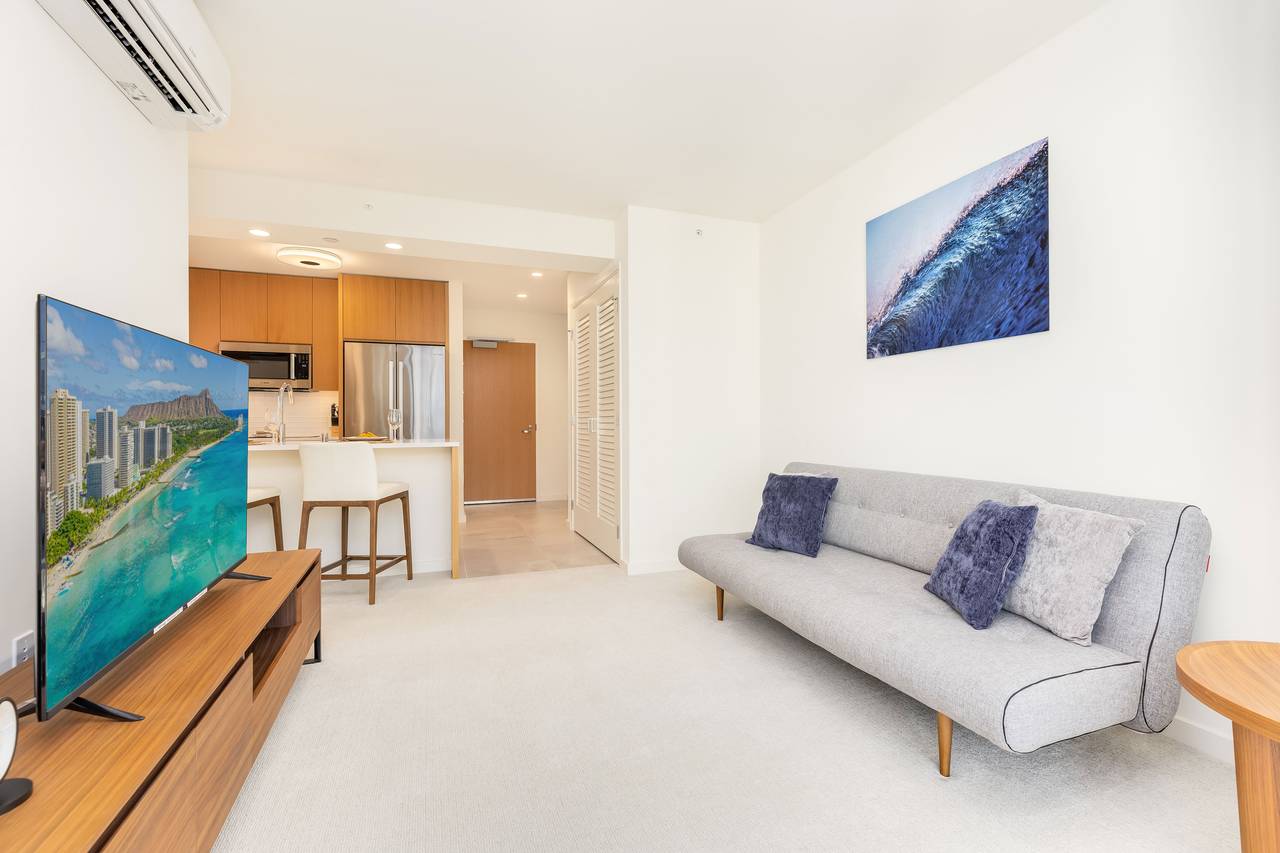 Living room with large TV for relaxing Living room with large TV for relaxing