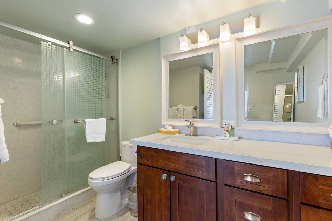 Guest bathroom located off the hallway Guest bathroom located off the hallway