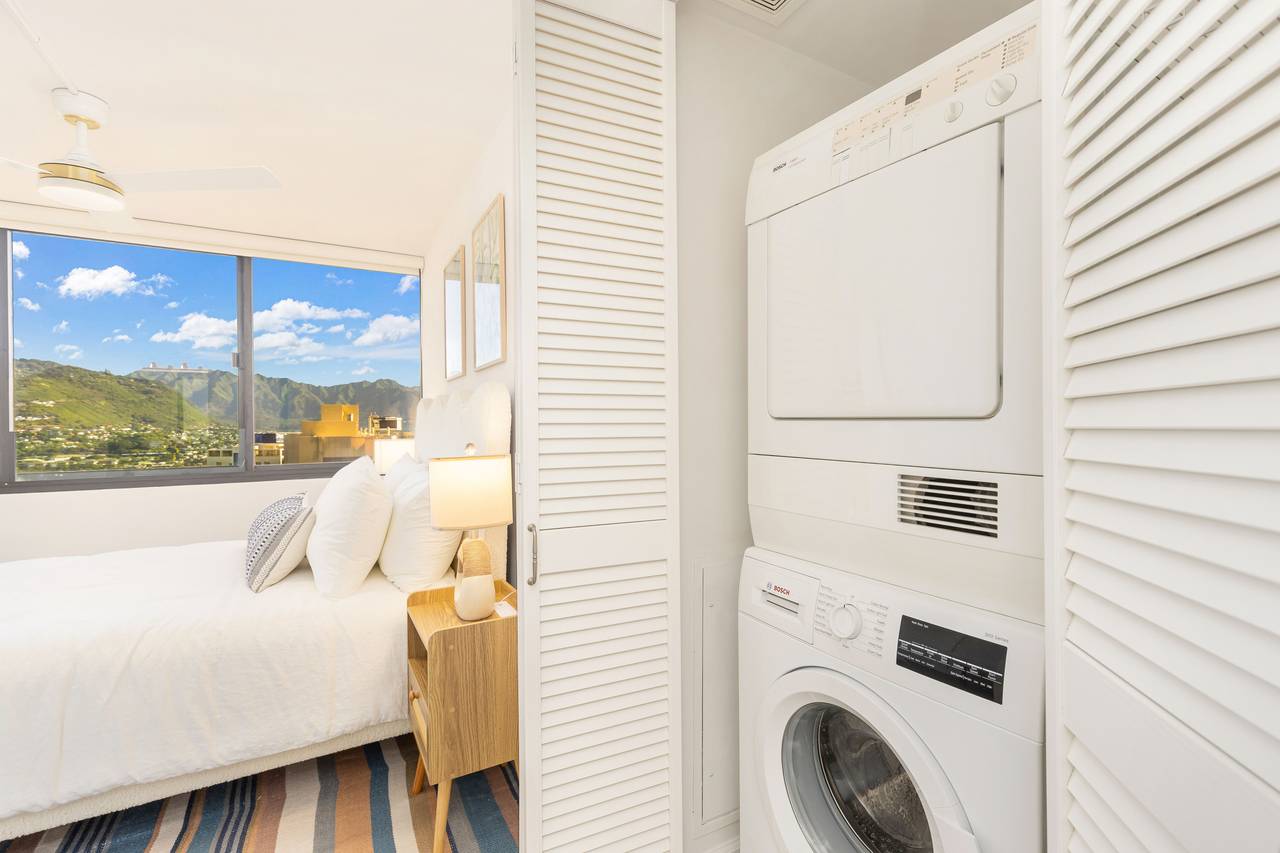 Washer and dryer conveniently located in the closet Washer and dryer conveniently located in the closet