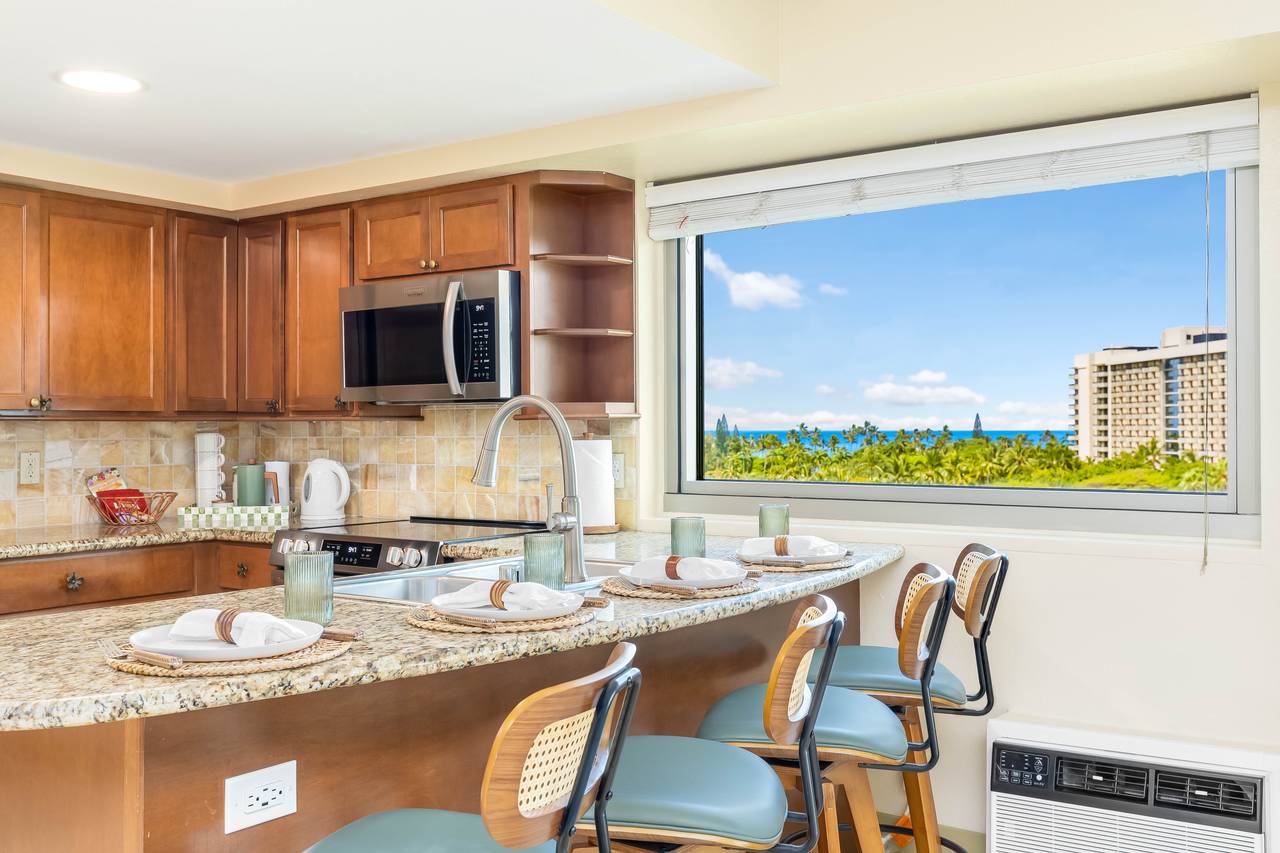 Bright Kitchen with Panoramic Ocean Views Bright Kitchen with Panoramic Ocean Views
