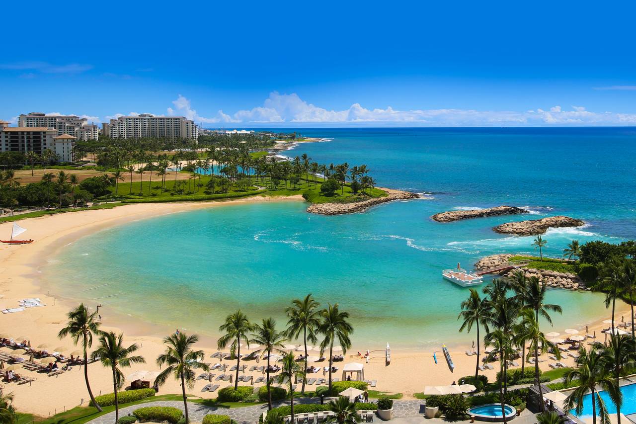 Breathtaking aerial view of Ko Olina Lagoon Breathtaking aerial view of Ko Olina Lagoon