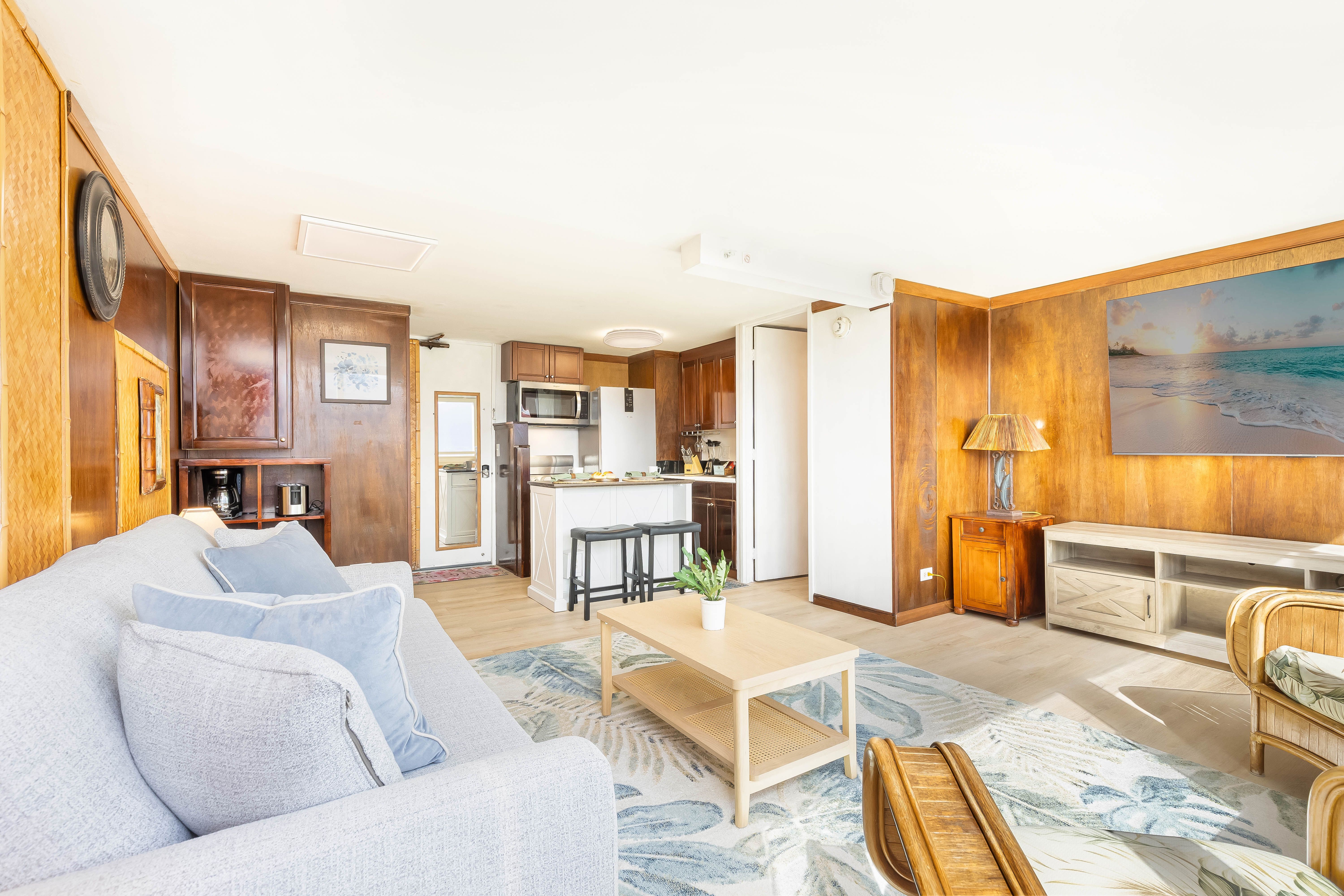 Cozy evenings start here with a flat-screen TV