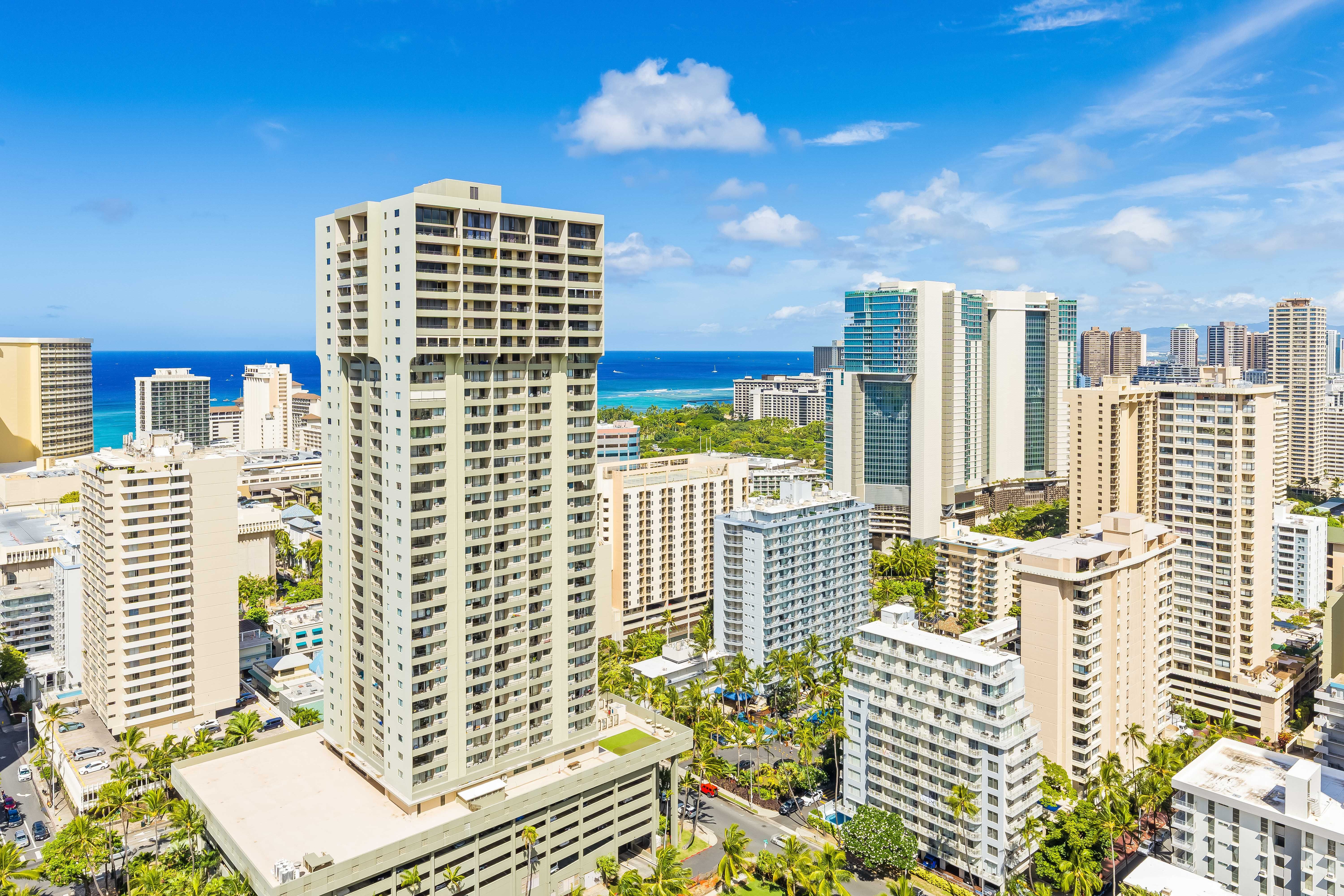Enjoy a glimpse of the Pacific from your private space