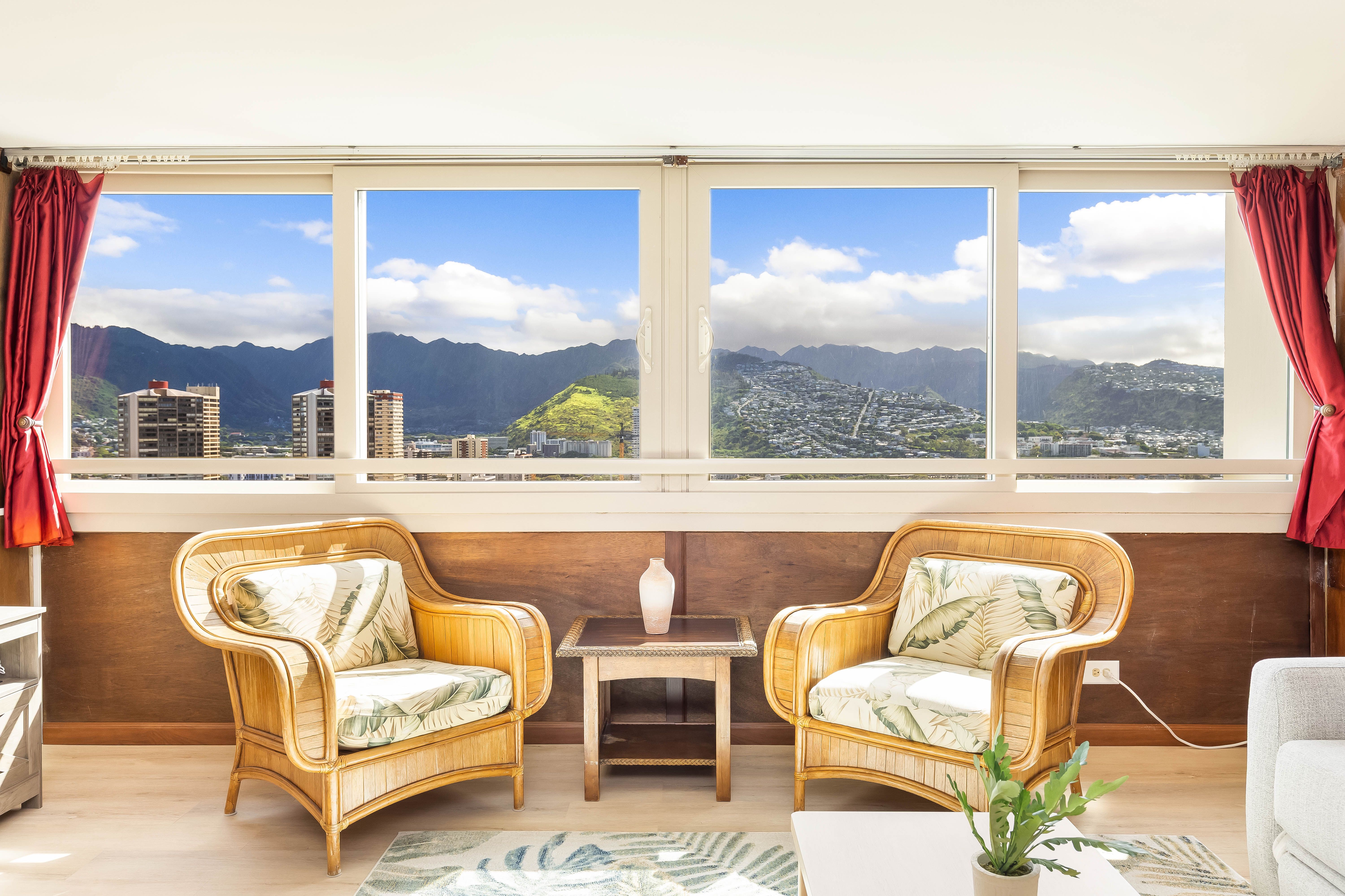 A cozy corner to relax and enjoy peaceful mountain views