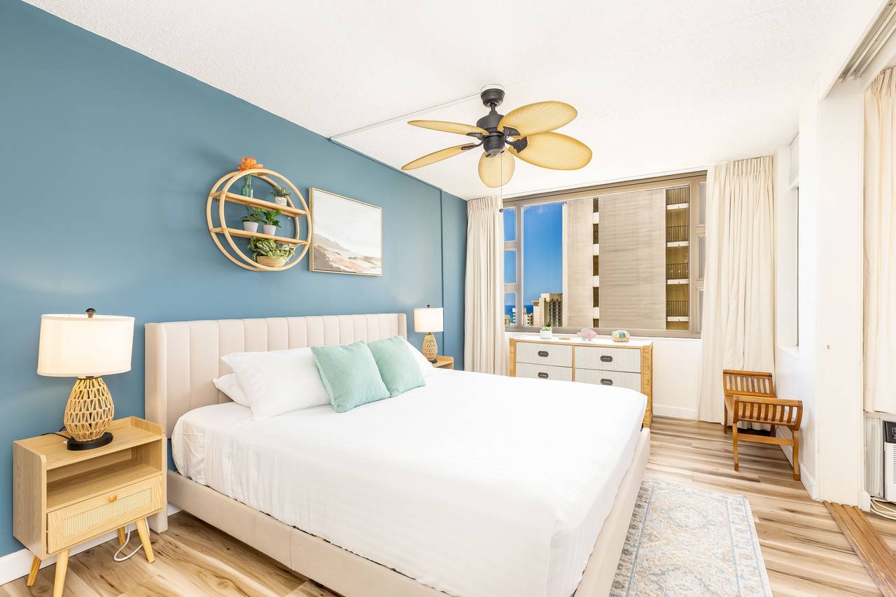 Unwind in your cozy bedroom after a day at the beach Unwind in your cozy bedroom after a day at the beach
