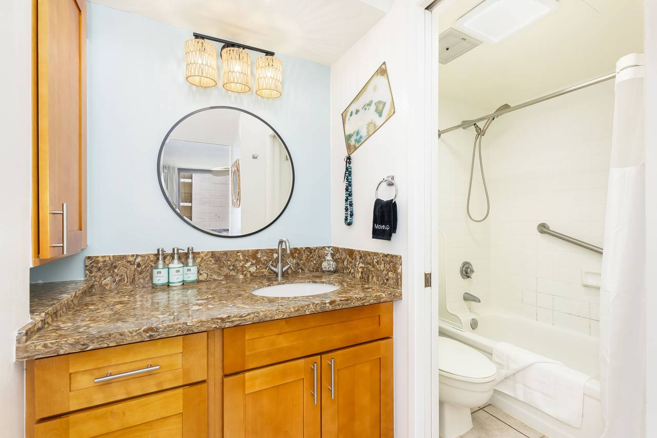 Freshen up in the bright and comfortable bathroom Freshen up in the bright and comfortable bathroom