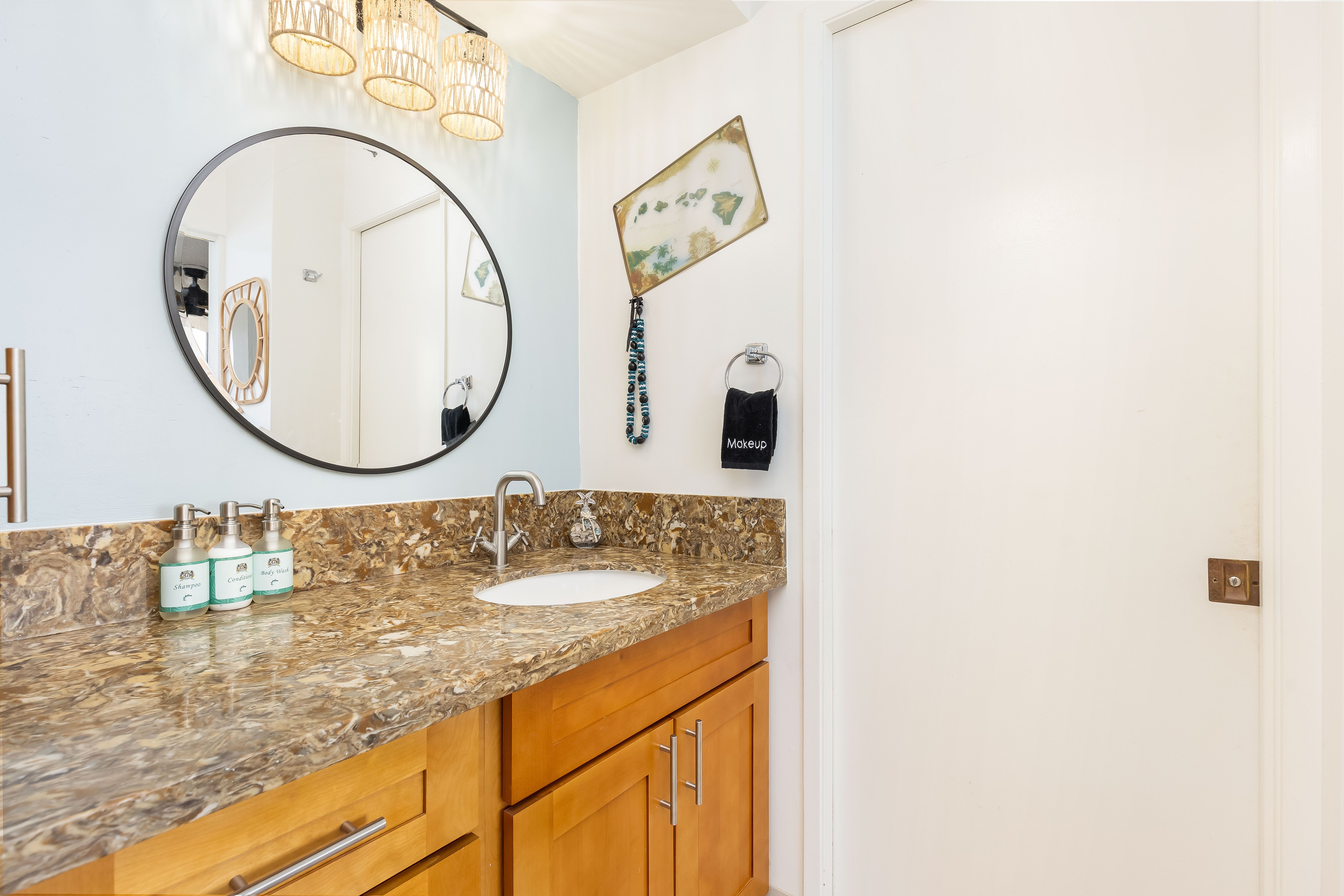A private door separates the shower and toilet area