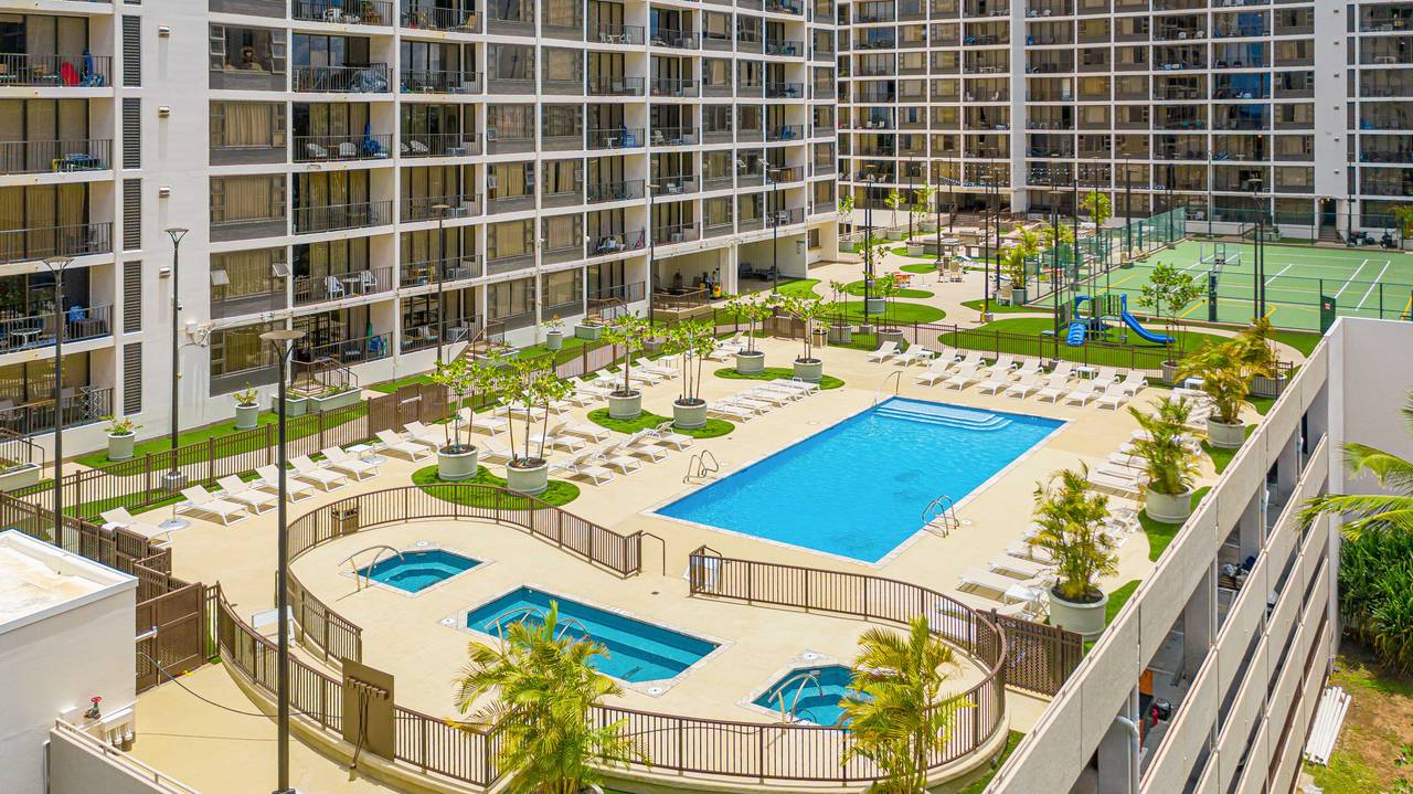 Relax, play, and unwind on the spacious amenity deck Relax, play, and unwind on the spacious amenity deck