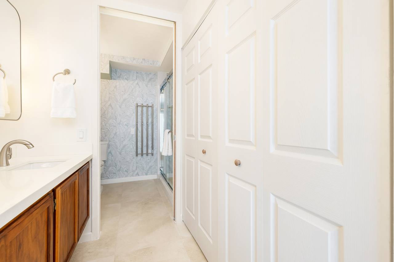 Private vanity separate from the shower and toilet Private vanity separate from the shower and toilet