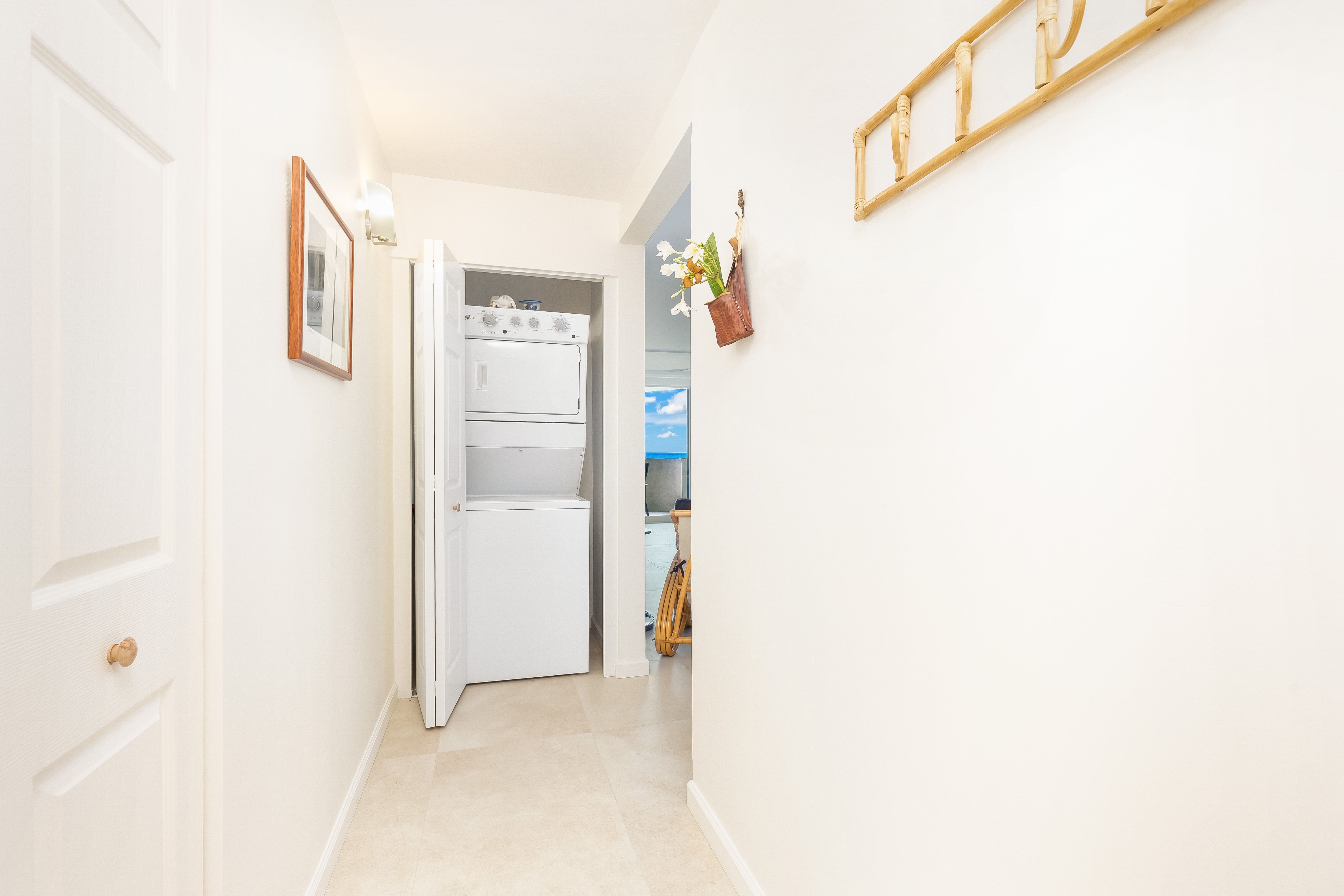 In-unit washer and dryer for a convenient stay