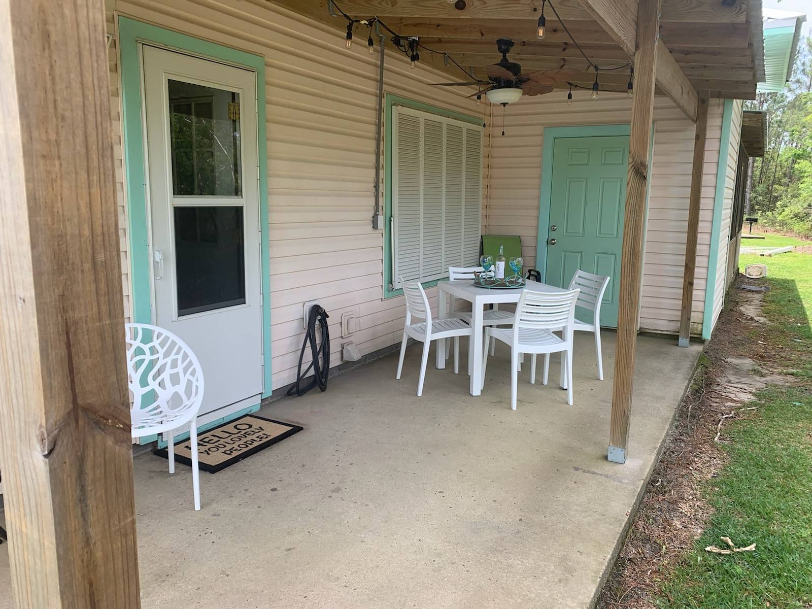 relaxing porch with lights