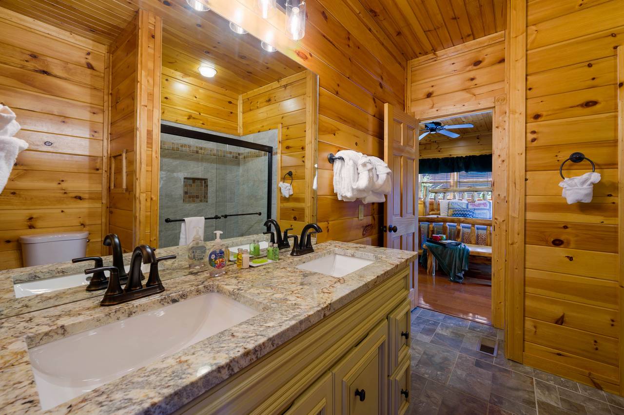 Main floor full bathroom. Accessed by main level bedroom and li Main floor full bathroom. Accessed by main level bedroom and li