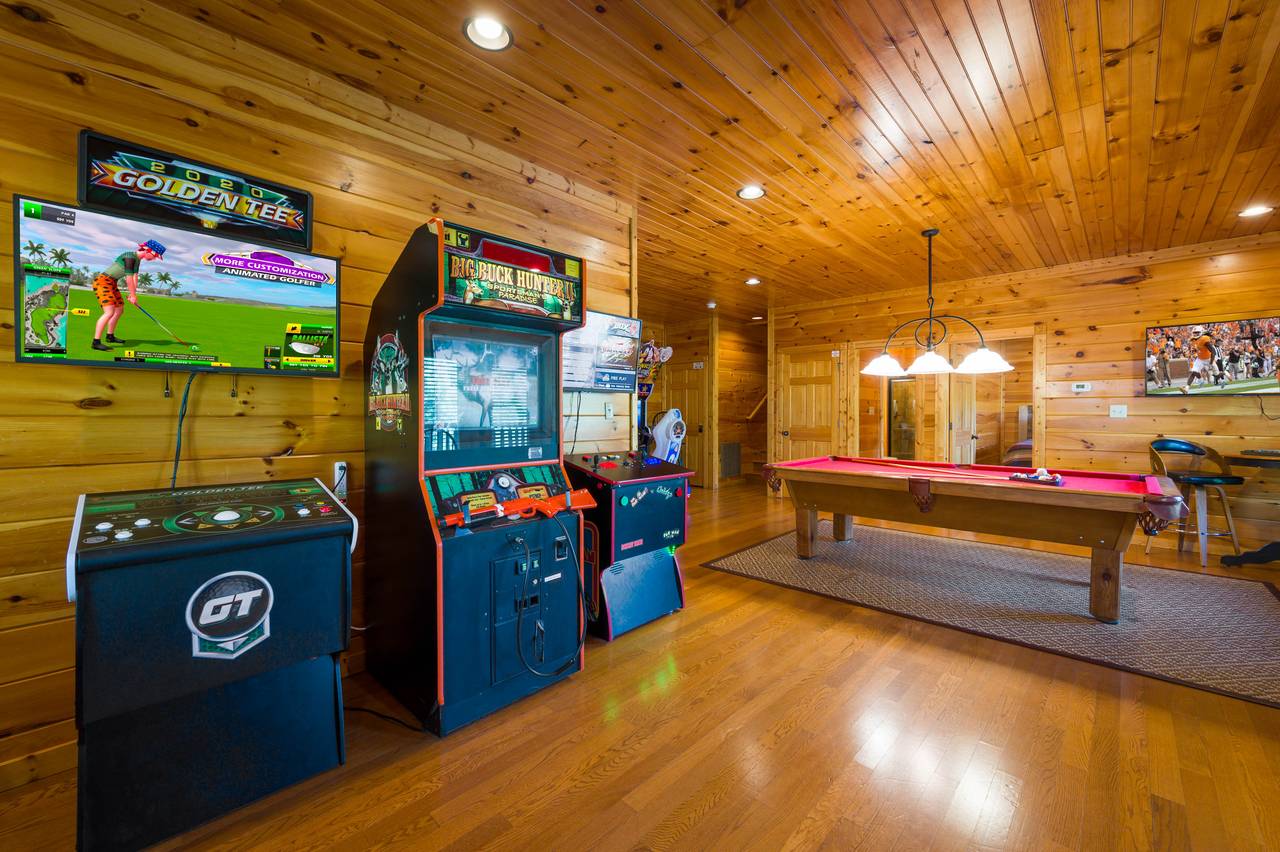 Golden Tee, Buck Hunter, Multi-Cade, Pool Table, and Flat Screen Golden Tee, Buck Hunter, Multi-Cade, Pool Table, and Flat Screen