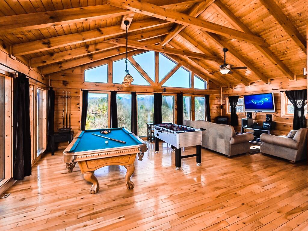 Upper Level game and entertainment room with pool table, foosbal Upper Level game and entertainment room with pool table, foosbal