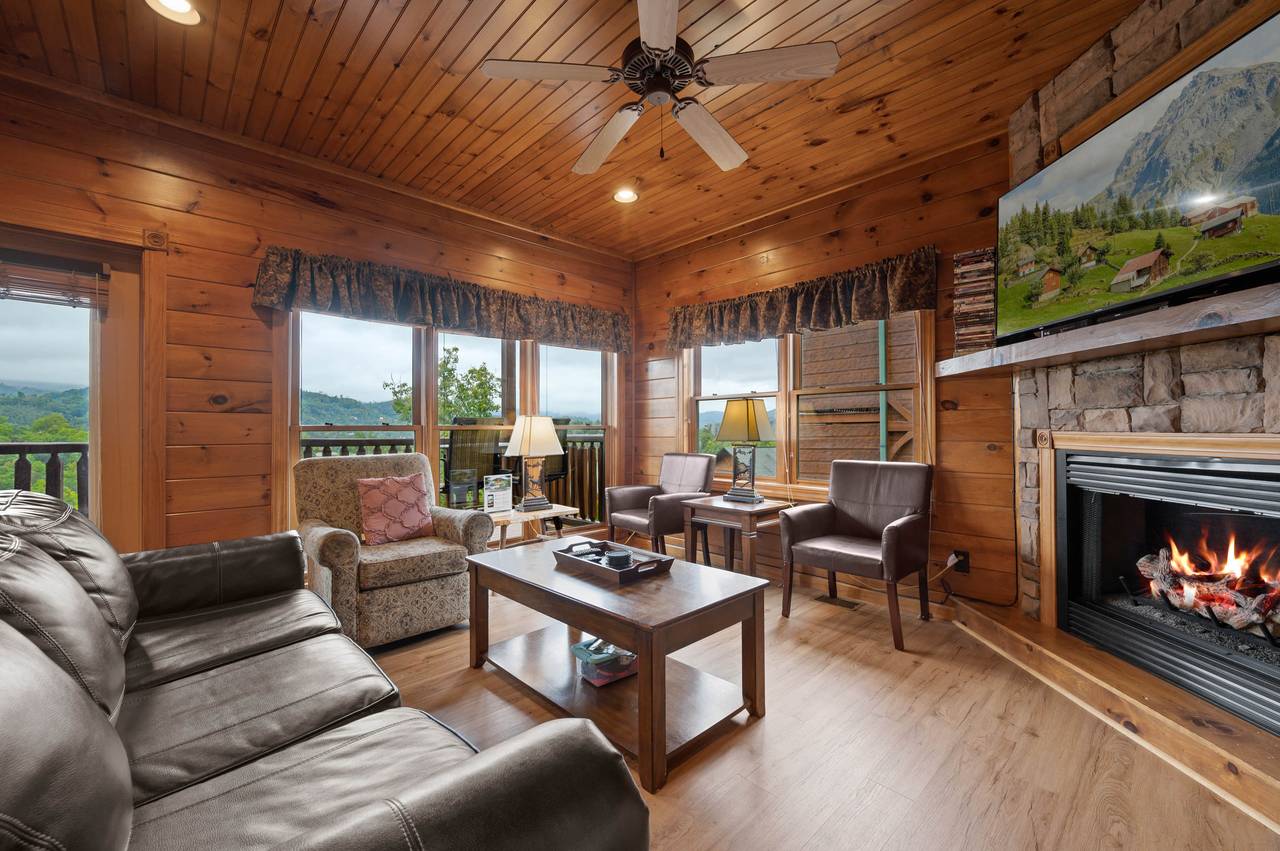 Living room with fireplace and flat screen TV Living room with fireplace and flat screen TV