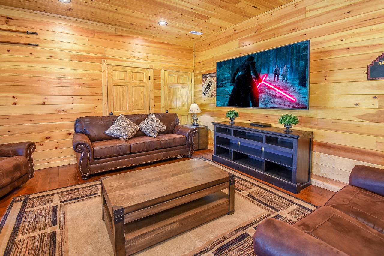 Theater w/Large Screen and Couches Theater w/Large Screen and Couches