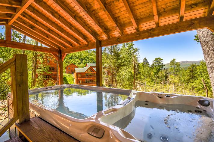 Covered swim spa — rain or shine relaxation Covered swim spa — rain or shine relaxation