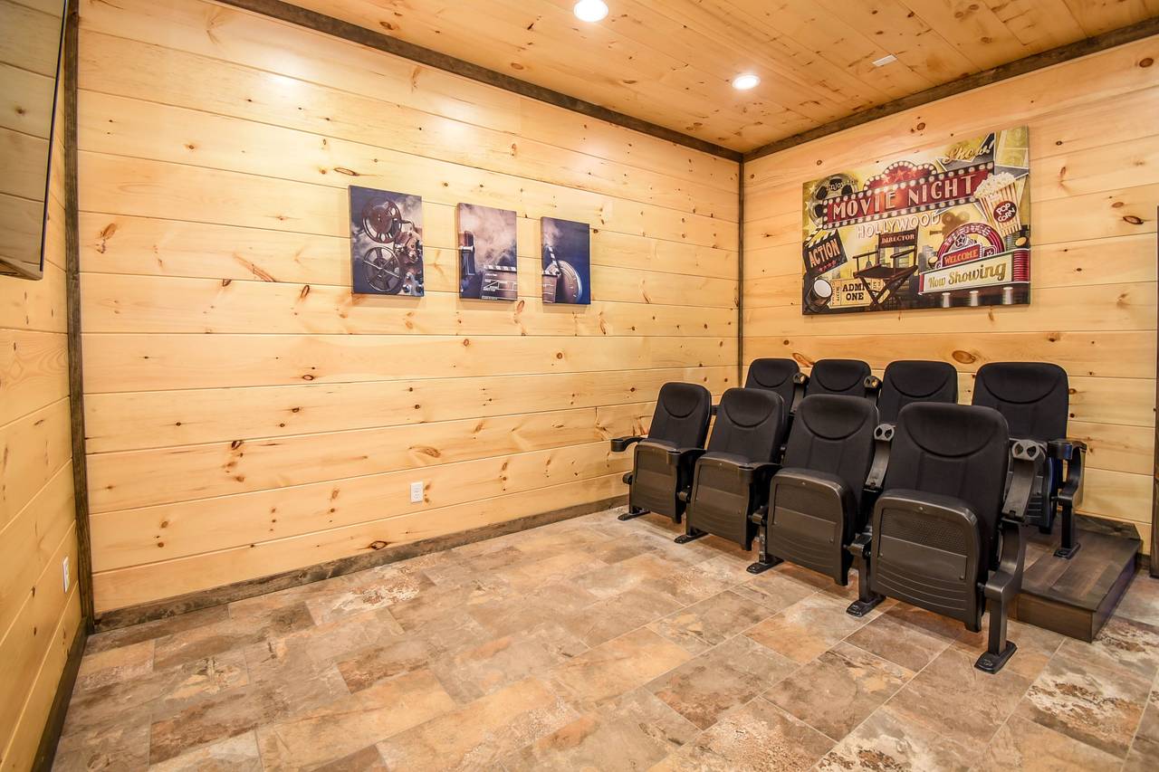 Private theater room with seating for 8 Private theater room with seating for 8