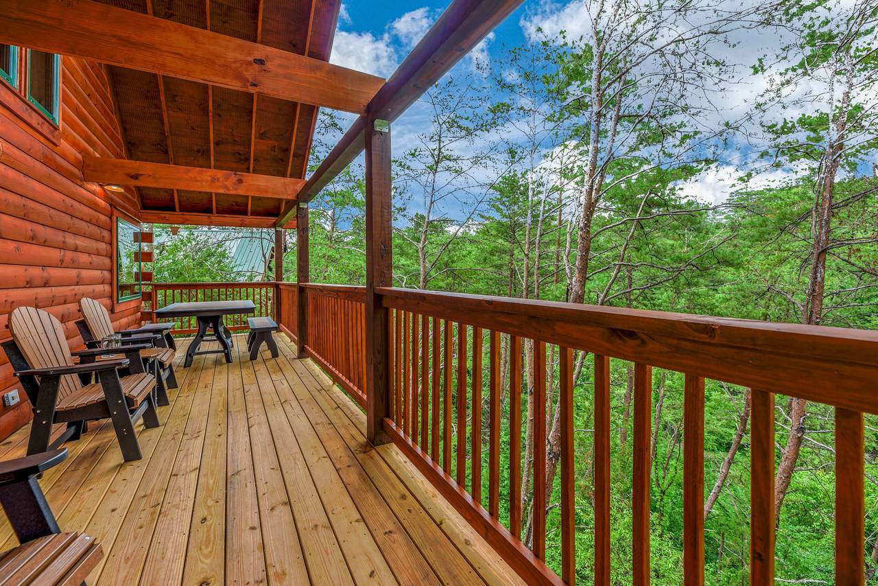 Upper deck rockers & picnic table for outdoor dining Upper deck rockers & picnic table for outdoor dining