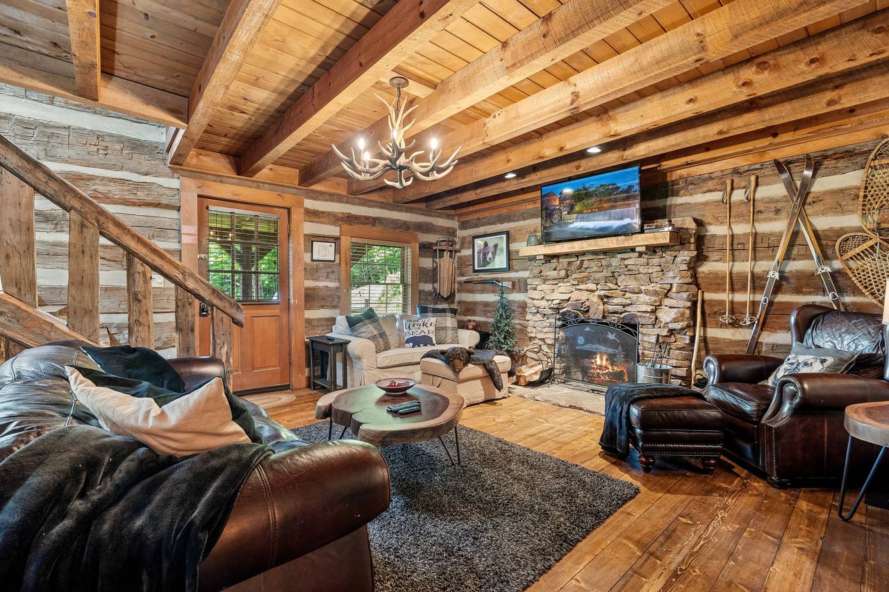 Updated living room furniture with fireplace and TV! Updated living room furniture with fireplace and TV!