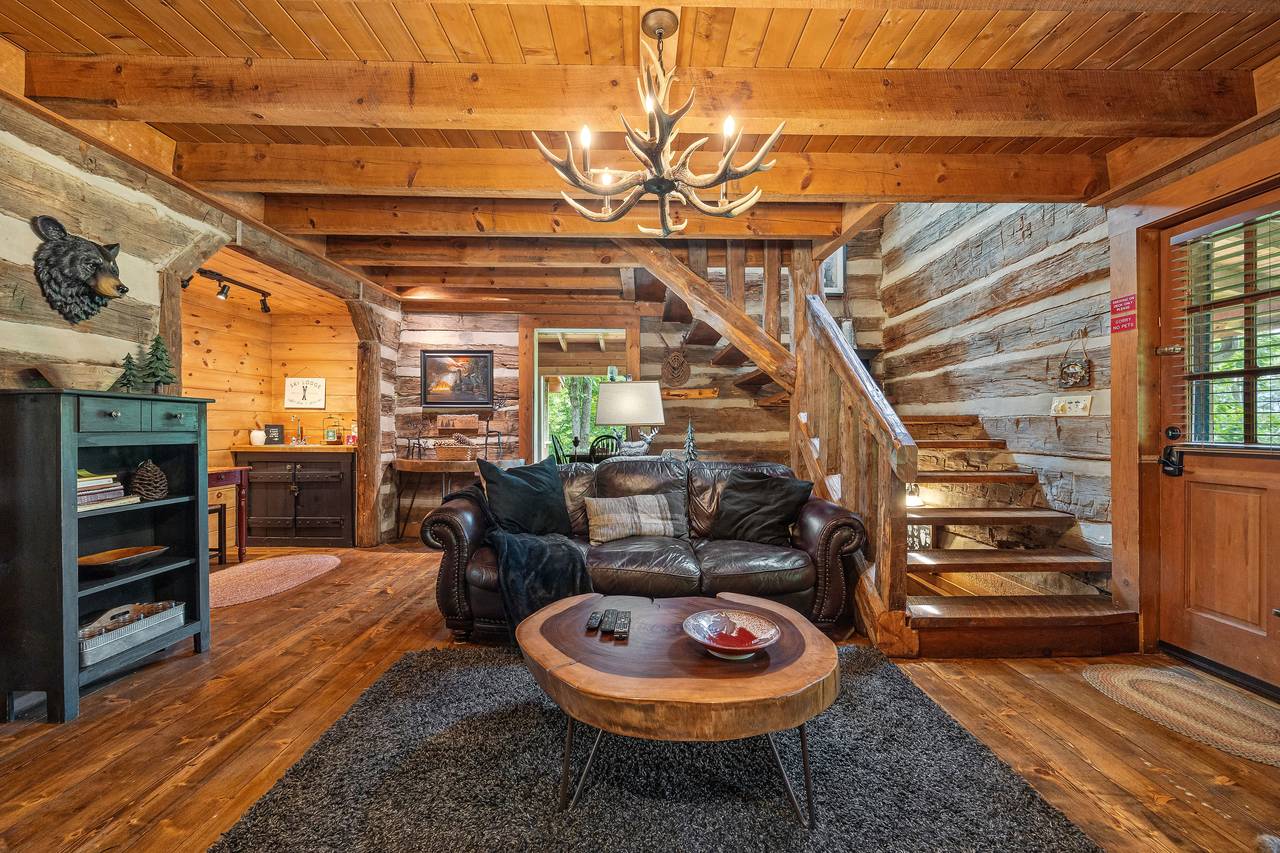 Living room with comfy seating, fireplace, and TV! Living room with comfy seating, fireplace, and TV!
