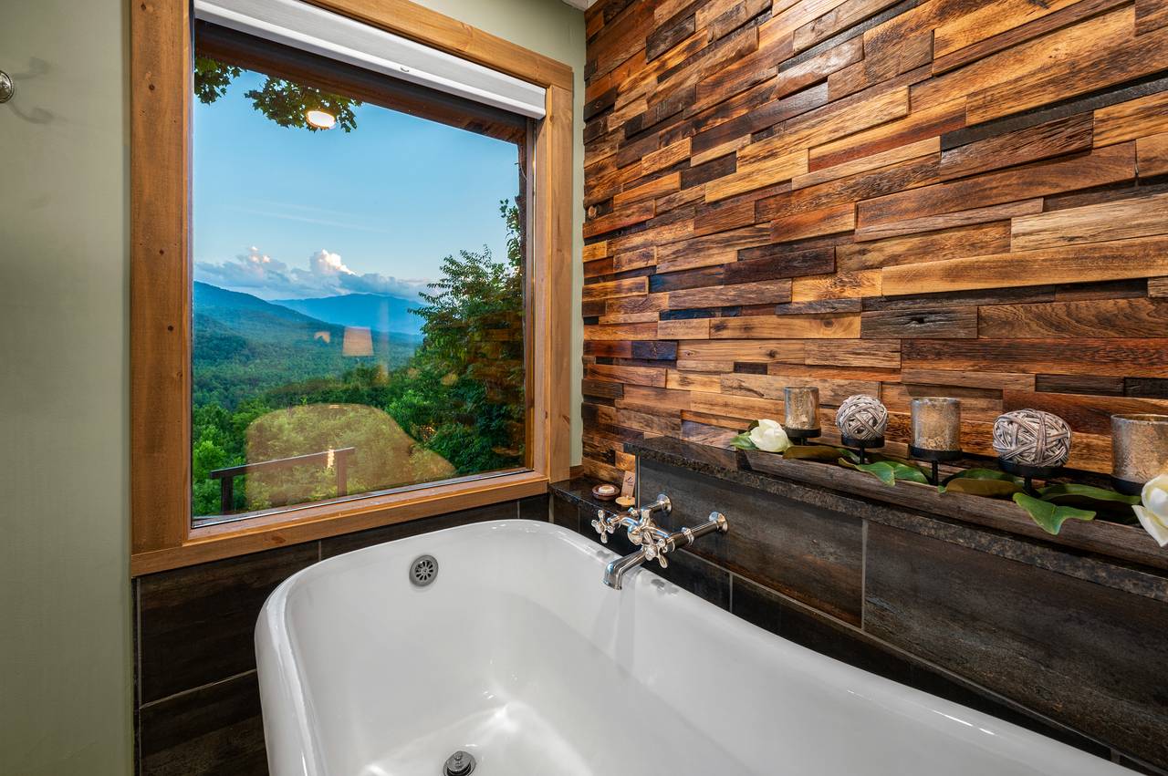 Bath 1: Upper king ensuite with standing shower and claw tub Bath 1: Upper king ensuite with standing shower and claw tub