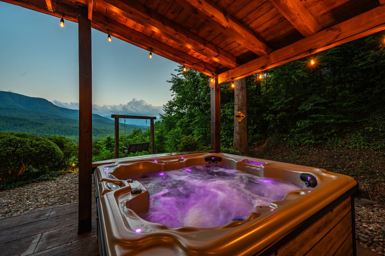 Soak your troubles away in the private hot tub. Soak your troubles away in the private hot tub.