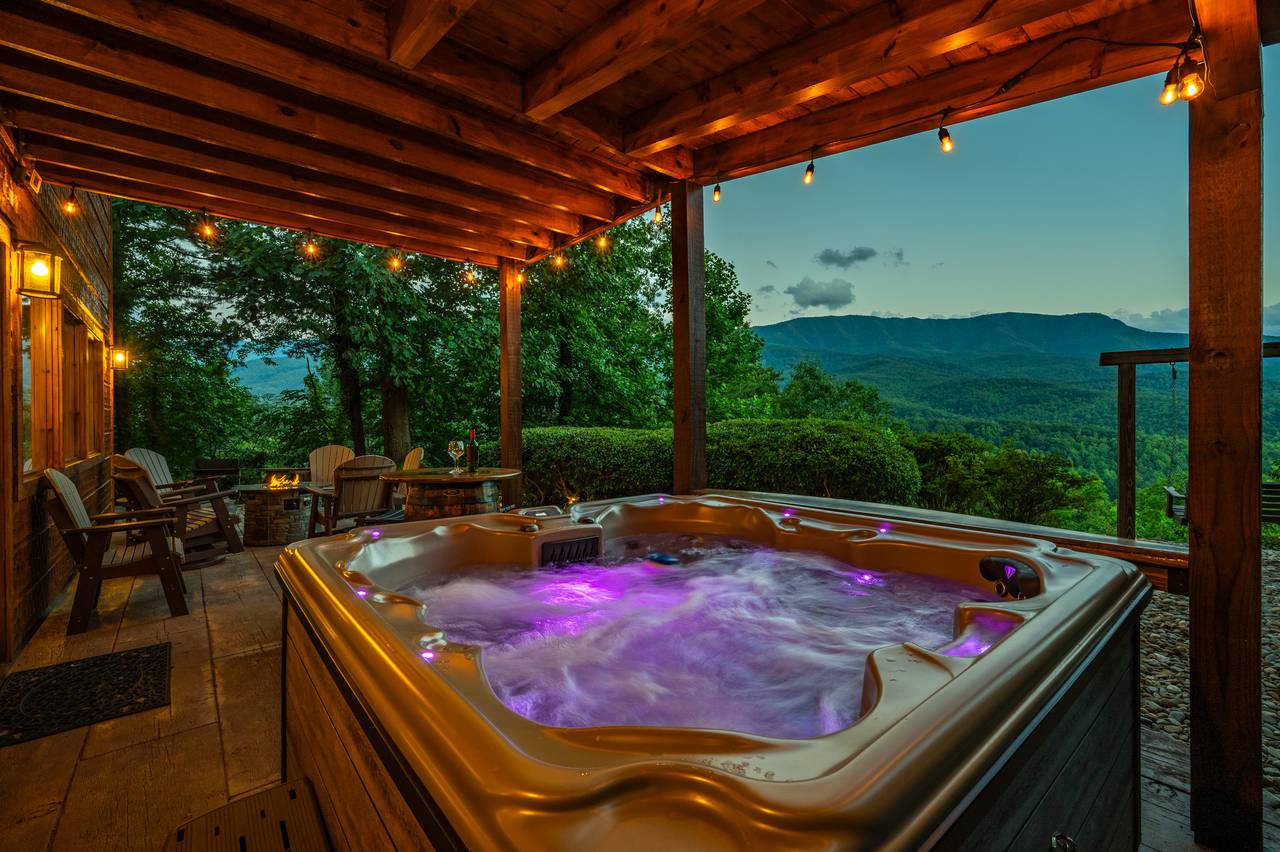 Soak your troubles away in the private hot tub. Soak your troubles away in the private hot tub.