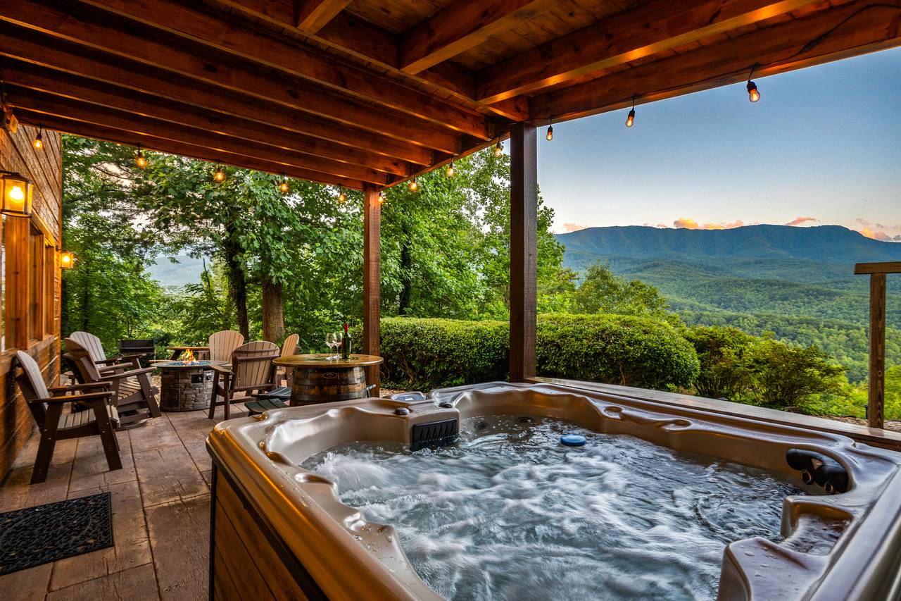 Soak your troubles away in the private hot tub. Soak your troubles away in the private hot tub.