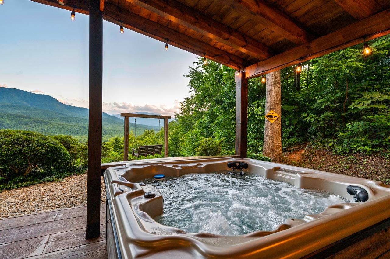 Soak your troubles away in the private hot tub. Soak your troubles away in the private hot tub.