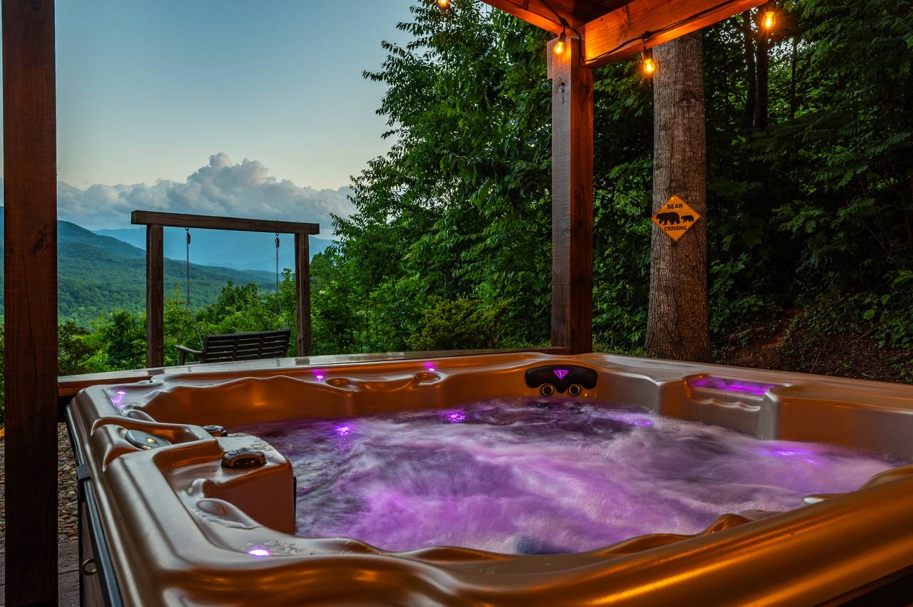 Soak your troubles away in the private hot tub. Soak your troubles away in the private hot tub.