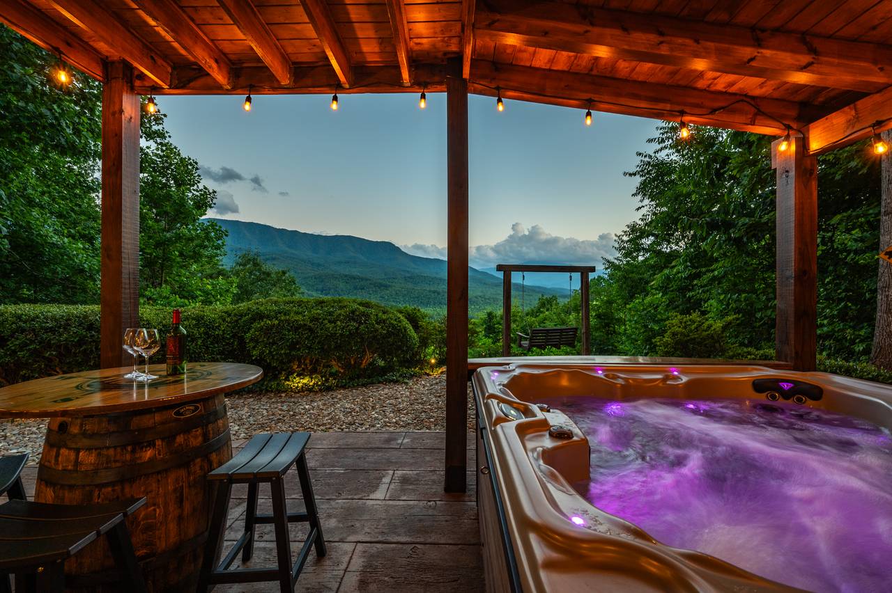 Soak your troubles away in the private hot tub. Soak your troubles away in the private hot tub.