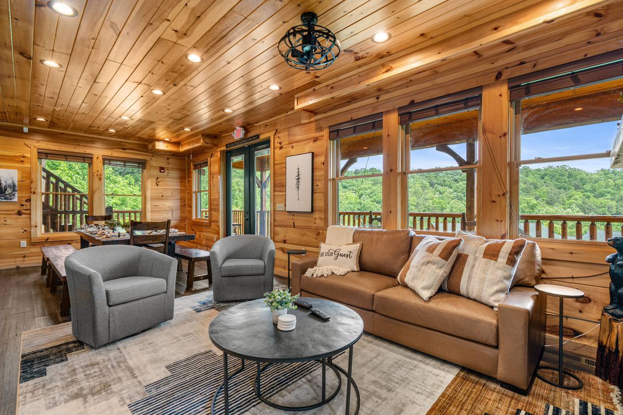 Comfy sleeper sofa & plush seating by fireplace Comfy sleeper sofa & plush seating by fireplace
