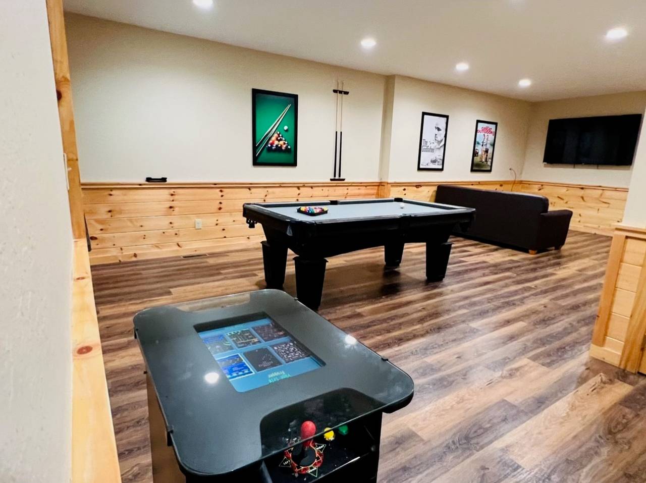 Lower level game room: Multi-Cade Arcade & Pool Table Lower level game room: Multi-Cade Arcade & Pool Table