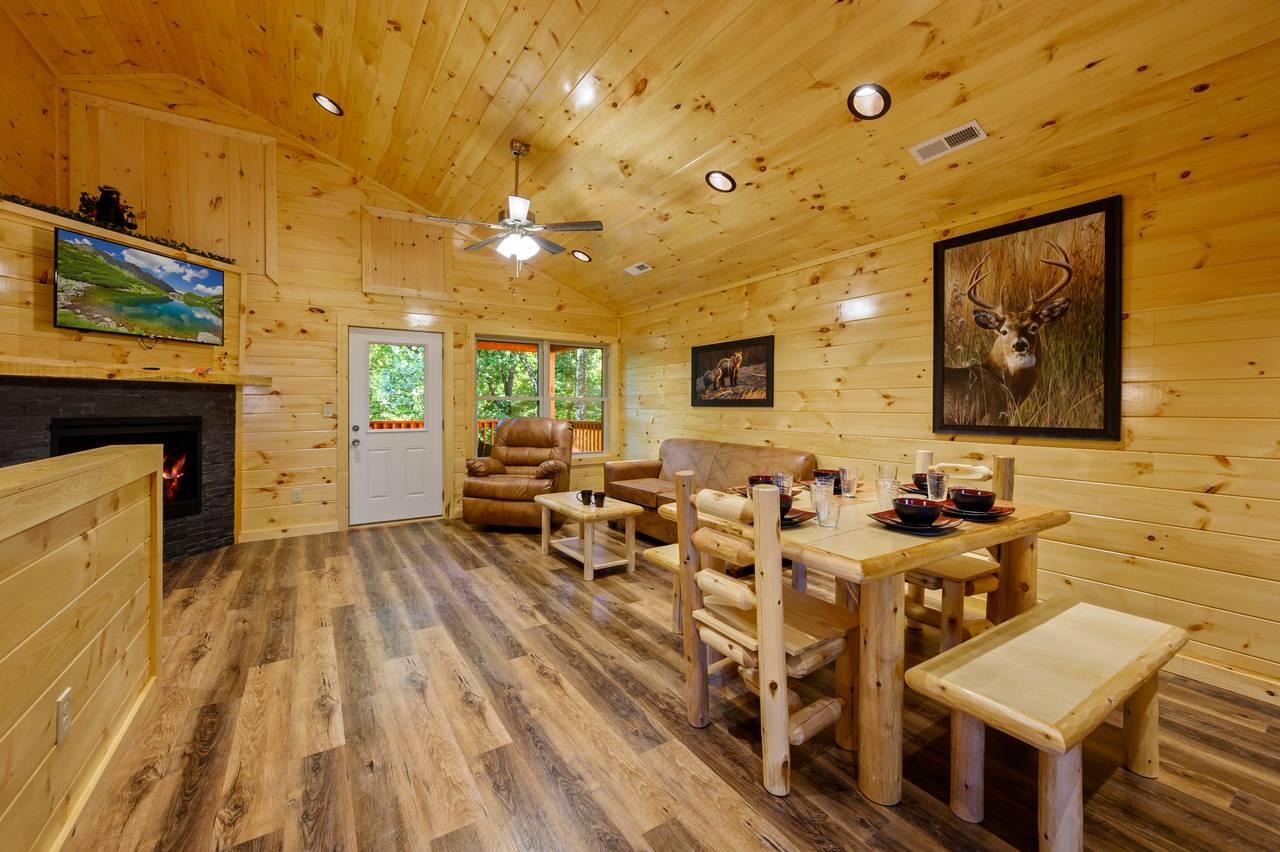Open dining area with a table for 6 Open dining area with a table for 6