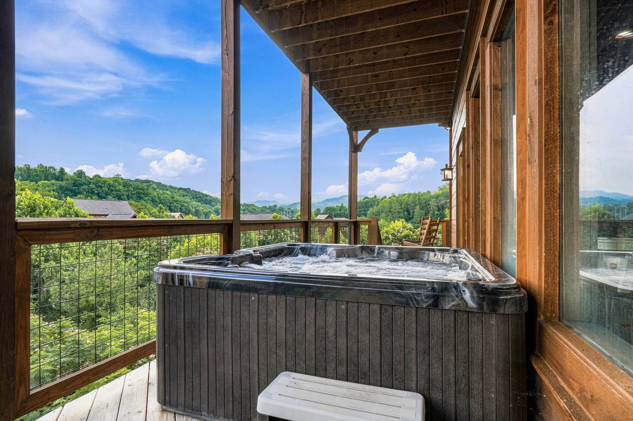 Relax in the private hot tub after exploring the Smokies. Relax in the private hot tub after exploring the Smokies.
