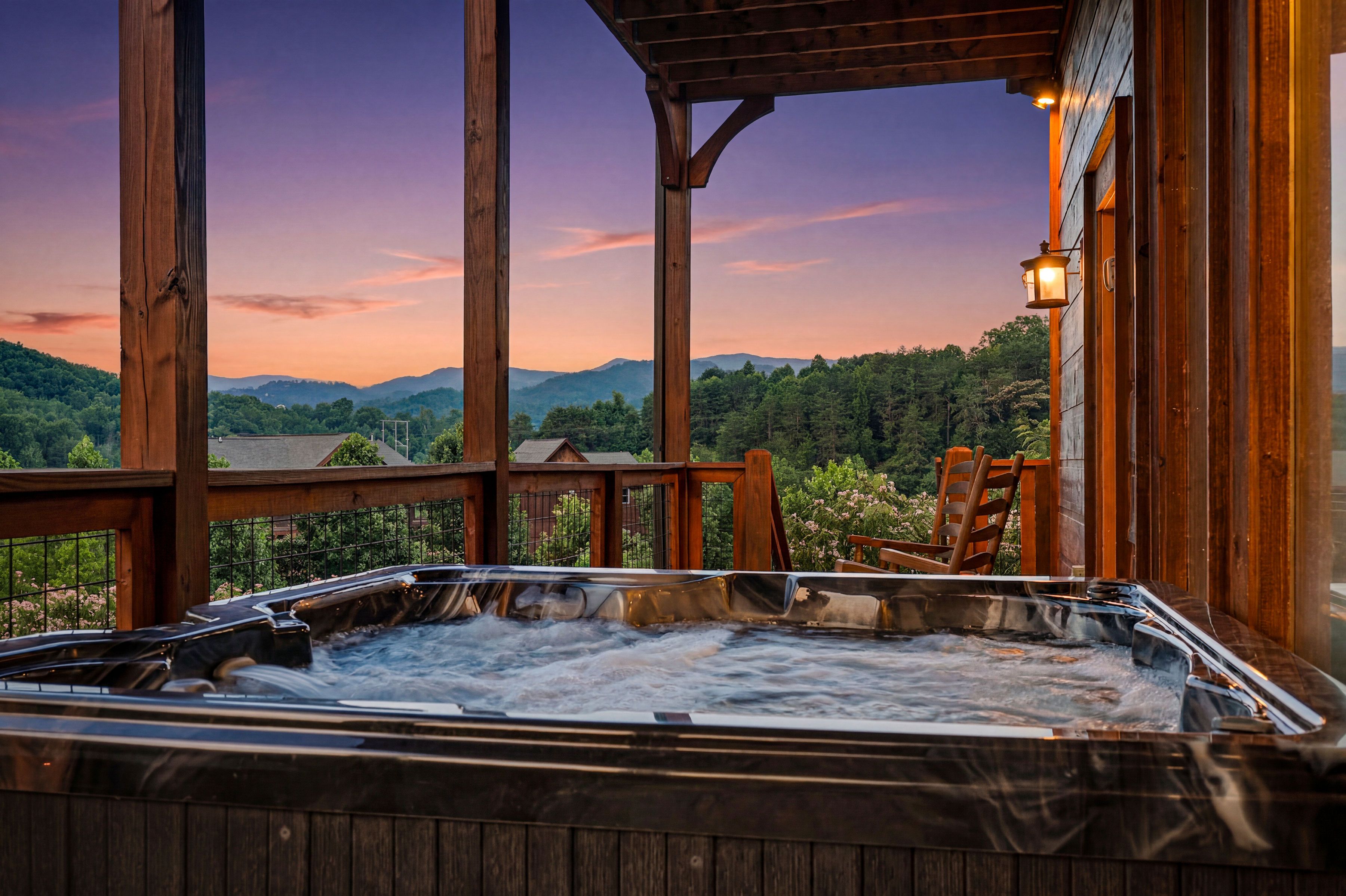 Relax in the private hot tub after exploring the Smokies.