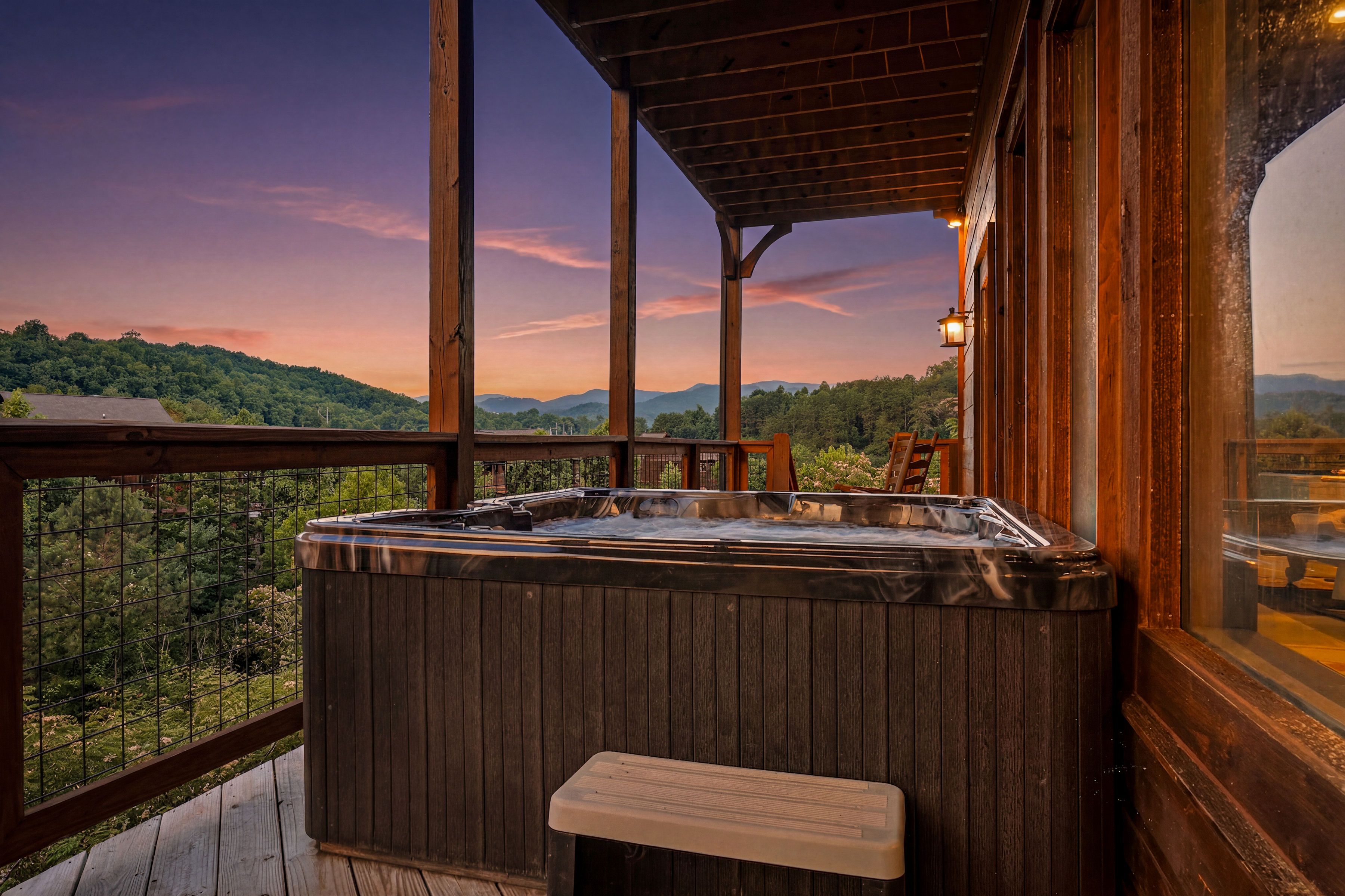 Relax in the private hot tub after exploring the Smokies.
